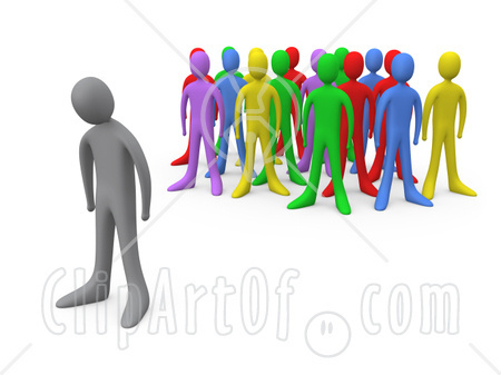 16516-sad-gray-person-standing-alone-near-a-crowd-of-different-colored-people-symbolizing-depression-bullying-standing-out-from-the-crowd-etc-clipart-illustration-graphic
