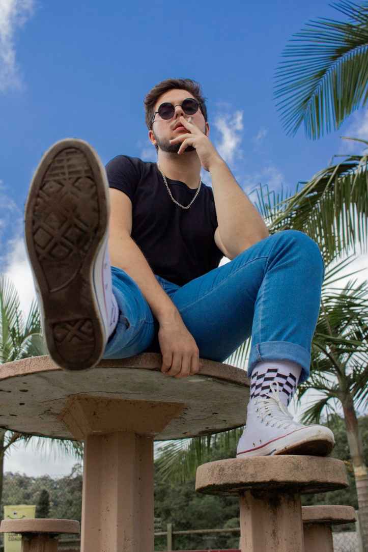 man smoking cigarette